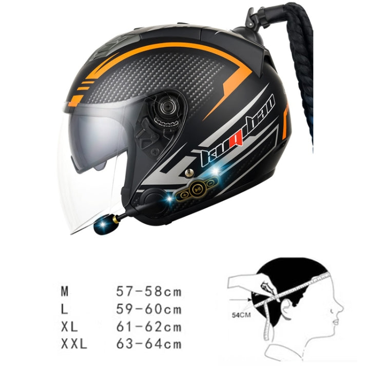 KUQIBAO Motorcycle Bluetooth Headset Double Lens Helmet With Braid, Size: L(White Phantom Fiber) - free shipping - PMC Jewellery - Order now!