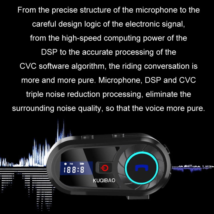 KUQIBAO Motorcycle Helmet Water-resistant Bluetooth-compatible Headset With Screen(Soft Microphone)