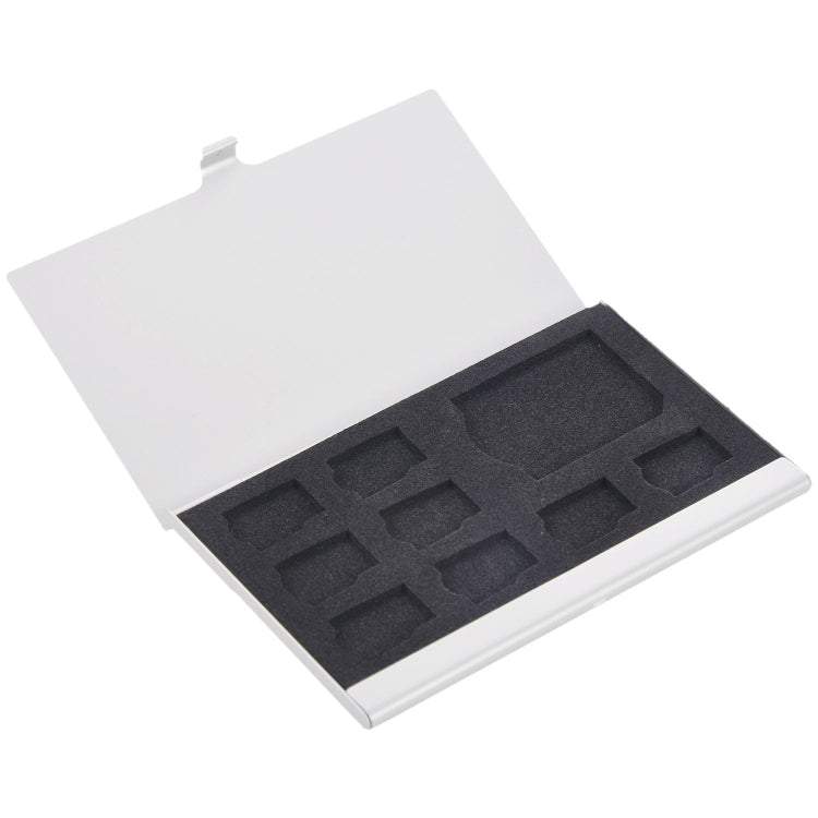 1SD+ 8TF Aluminum Micro SD Cards Holder Pin Storage Box 9 solts for SD/ SIM/TF Memory Card(Silver)