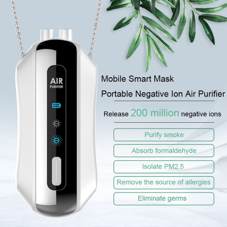 Portable Negative Ion Air Purifier Home Hanging Neck Purifier, Style: Rope Style (White)