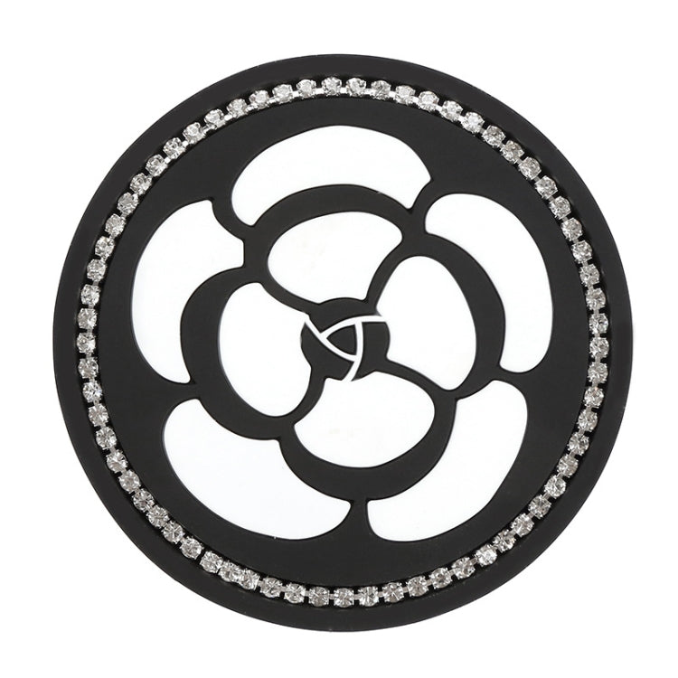 Car Water Cup Anti-skid Mat Door Slot Interior Modification Mat With diamond(Big Camellia)
