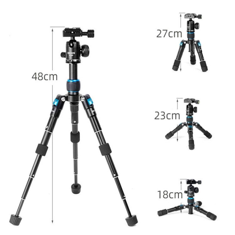 BEXIN V30 Adjustable Aluminum Alloy Desktop Camera Tripod Mini Portable Folding Live Tripod(MS08-S)