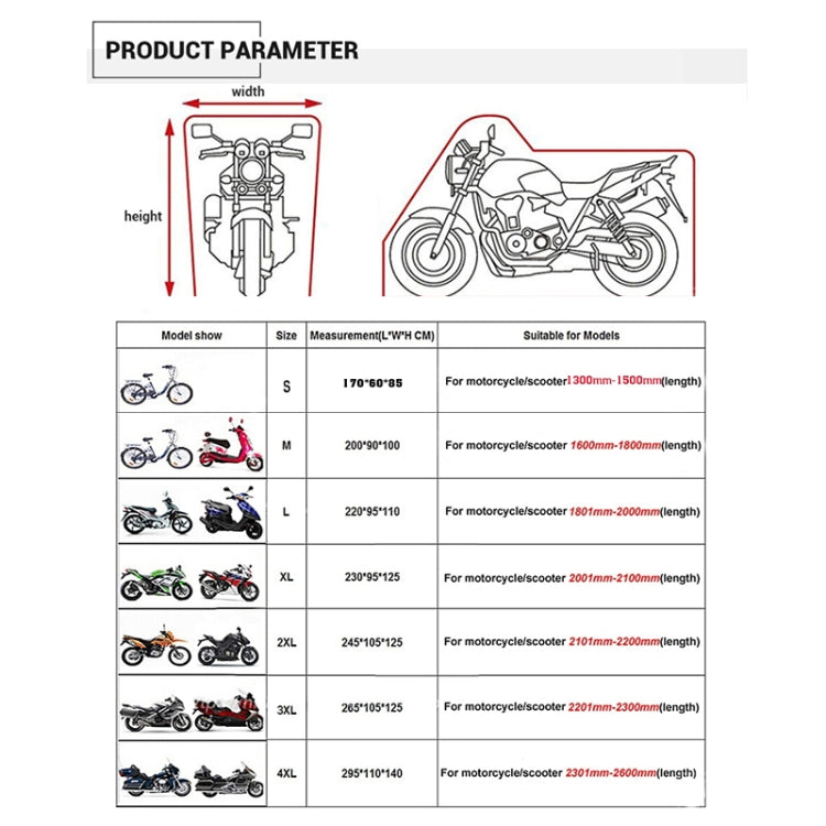 190T Motorcycle Rain Covers Dustproof Rain UV Resistant Dust Prevention Covers, Size: XXL(Black and Light Blue)