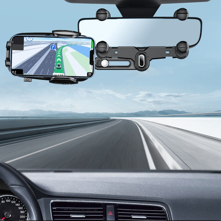 Car Rearview Mirror Navigation Retractable Multifunctional Mobile Phone Holder(Green)