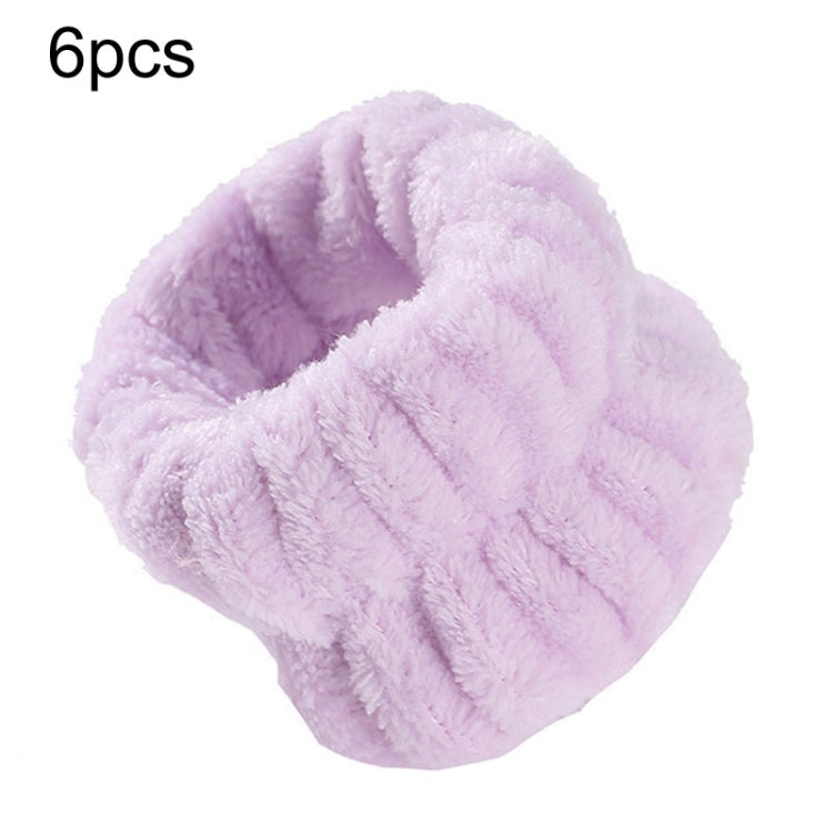 6pcs Washing Anti-Humidity Washing Face Wrist Strap Sports Sweat-Wiping Bracelet Sweat-Absorbing Sleeve(Light Purple)