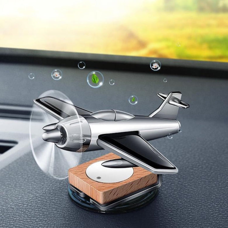 Solar Car Airplane Ornament Solid Aroma Diffuser Car Rotating Decoration Items(Silver) - free shipping - PMC TechLife - Order now!