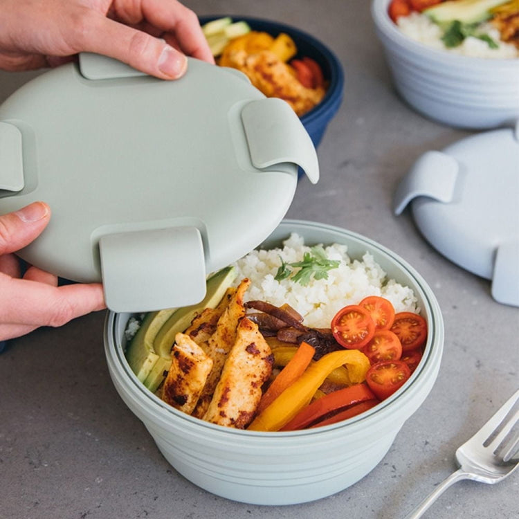 1100ml Silicone Folding Lunch Box Travel Bowl Microwave & Dishwasher Safe(Gray)