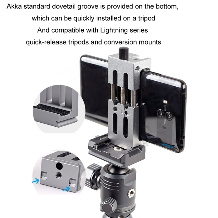 XILETU XJ-8 Aluminum Alloy Camera Head Tripod Mobile Phone Clip(Titanium) - Other Accessories by XILETU | Online Shopping South Africa | PMC Jewellery | Buy Now Pay Later Mobicred