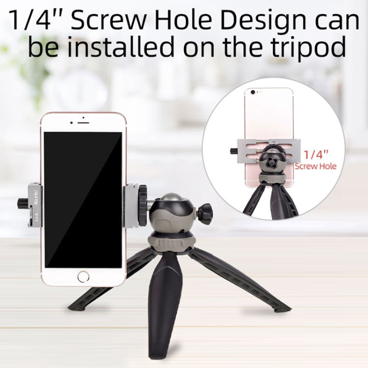 XILETU XJ-8 Aluminum Alloy Camera Head Tripod Mobile Phone Clip(Titanium) - Other Accessories by XILETU | Online Shopping South Africa | PMC Jewellery | Buy Now Pay Later Mobicred
