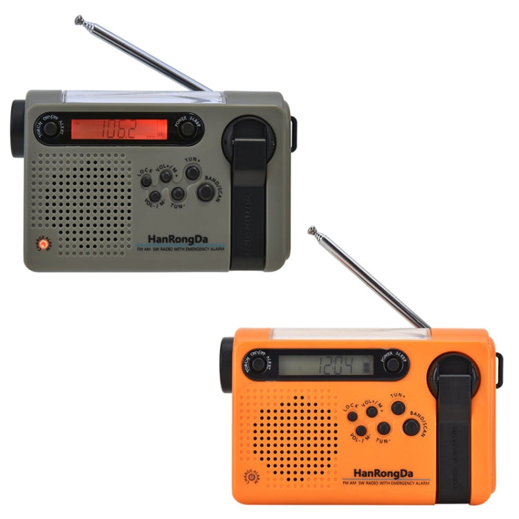 HanRongda HRD-900 LED Lighting Solar Hand Crank Power Generation NOAA Weather Warning Radio(Orange) - Radio Player by HanRongda | Online Shopping South Africa | PMC Jewellery | Buy Now Pay Later Mobicred