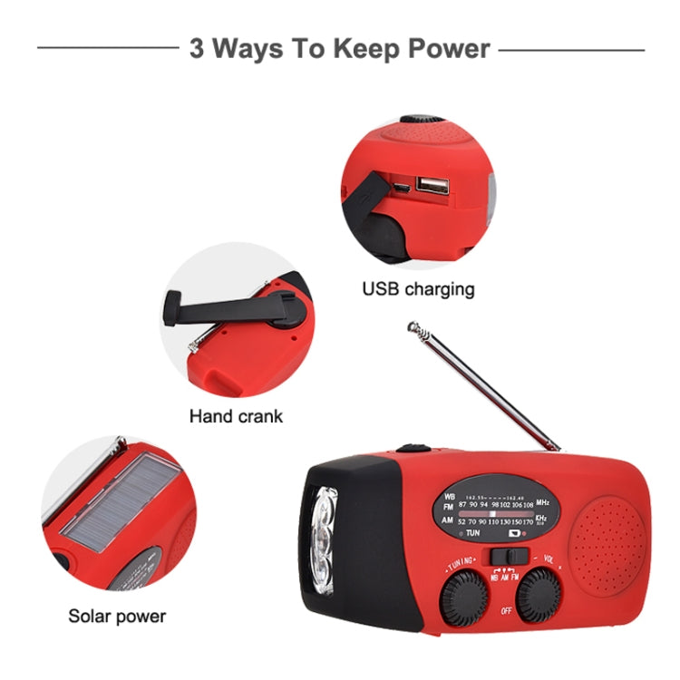 HanRongda HRD-902 Disaster Prevention and Emergency Solar Charging Lighting Mobile Portable Radio(Red)