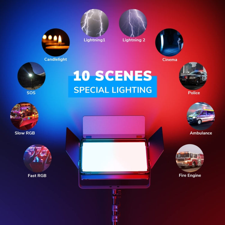 Pixel P80 60W 2600-10000K 542 LEDs Photography Fill Light Support Mobile APP Remote Control,US Plug