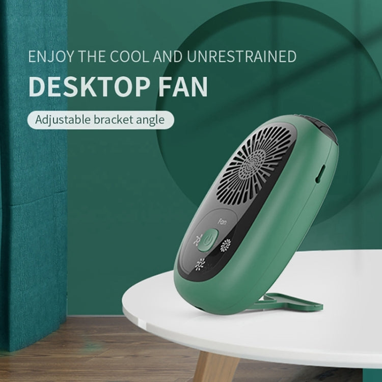 Leafless Hanging Neck Fan Mini Handheld Fan USB Rechargeable Fan With Negative Ions White