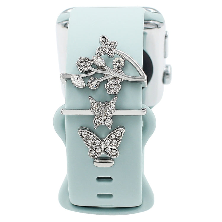 3pcs/Set Smart Watch Silicone Watch Band Decorative Ring Butterfly Buckle Watch Band Decorations(1)