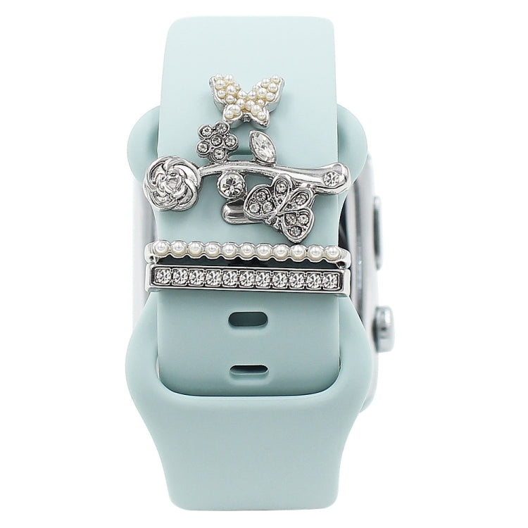 3pcs/Set Smart Watch Silicone Watch Band Decorative Ring Butterfly Buckle Watch Band Decorations(4)
