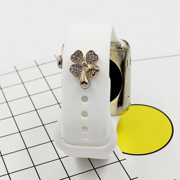 2pcs Watch Silicone Strap Decorative Diamond Buckle Strap Nails, Style: Diamond Clover