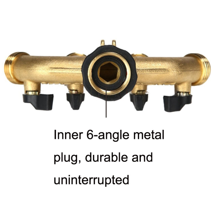 Garden Watering Agricultural Irrigation Family Car Wash Faucet Copper 4-way Ball Valve Water Divider(American Thread)