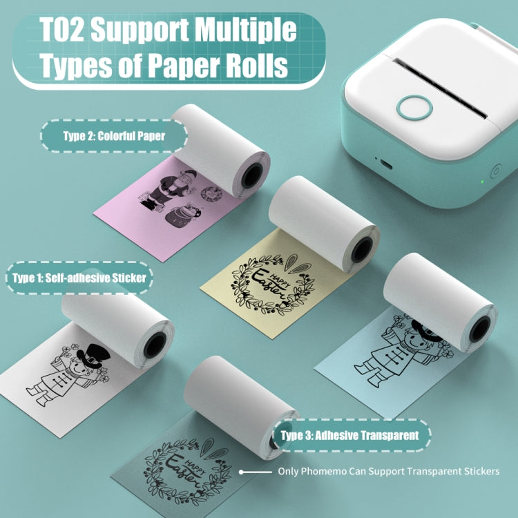 Phomemo T02 Standard Error Mini Pocket Small Portable Bluetooth Phone Photo Label Thermal Printer(Blue)