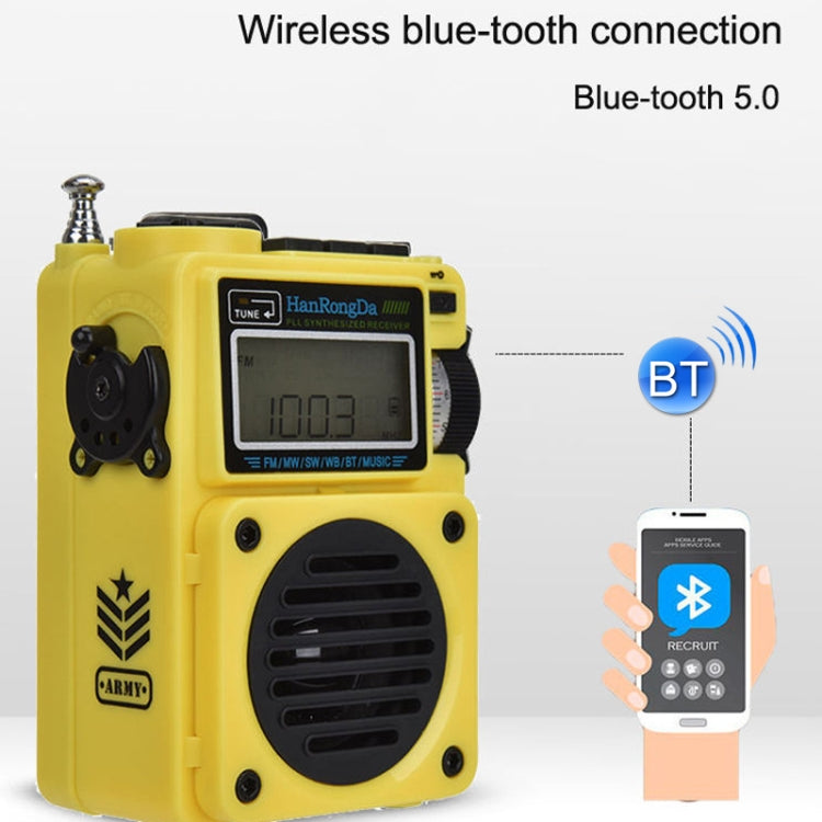 HanRongda HRD-701 Portable Full Band Radio Subwoofer Bluetooth TF Card Digital Display Radio(Yellow) - free shipping - PMC Jewellery - Order now!