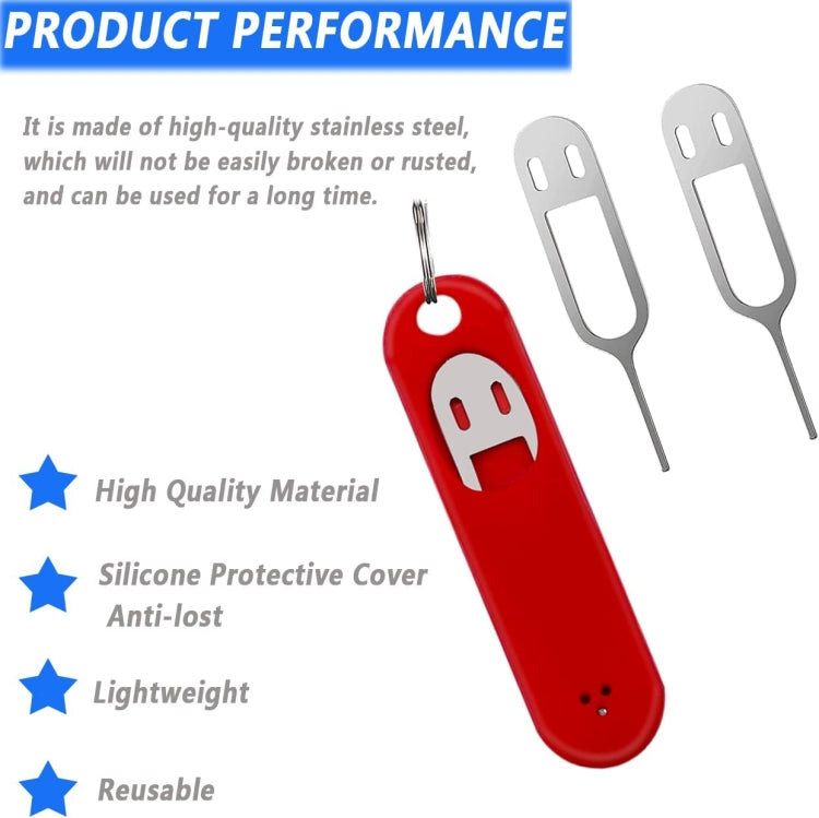 Eject Sim Card Tray Open Pins Needle Keychain Tool With Silicone Case(White) - free shipping - PMC Jewellery - Order now!
