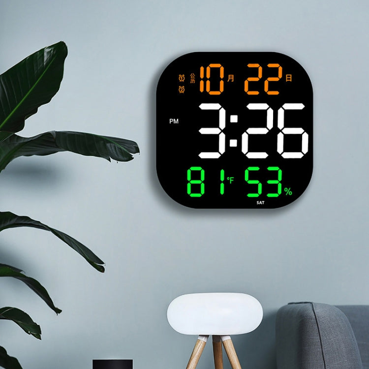 13-Inch LED Acrylic Electronic Clock Large-Screen Square Wall Clock With Timing Temperature Humidity(6632 White Blue)
