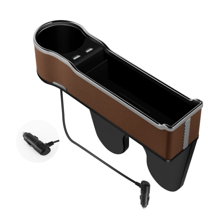 Car Seat Gap Storage Box Multifunctional Mobile Phone USB Charger, Color: QC3.0 Brown
