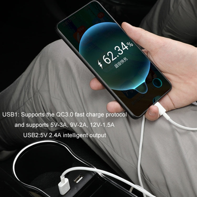Car Seat Gap Storage Box Multifunctional Mobile Phone USB Charger, Color: QC3.0 Brown