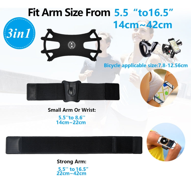 3 In 1 Disassembered Rotating Arm Belt Bag Sports Phone Bag Bracket For 4.5-7 inch Phones(Black) - Other by PMC Jewellery | Online Shopping South Africa | PMC Jewellery | Buy Now Pay Later Mobicred
