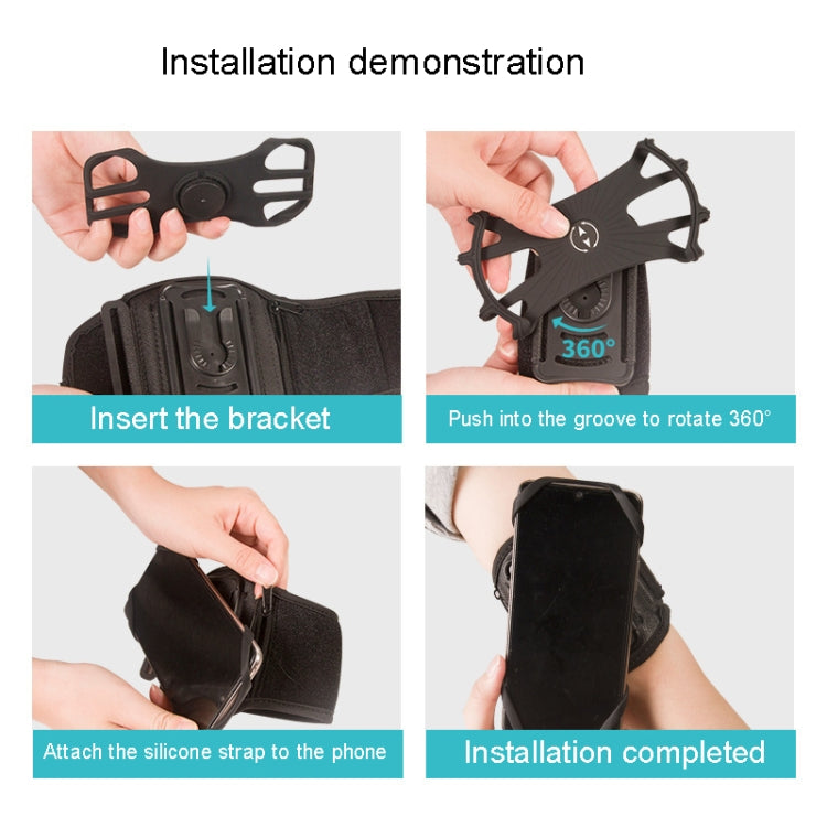 For 4.5-7 inch Phone Zipper Pocket Removable Rotating Arm Belt Bag Running Riding Phone Case(4 Claw Black) - Other by PMC Jewellery | Online Shopping South Africa | PMC Jewellery | Buy Now Pay Later Mobicred