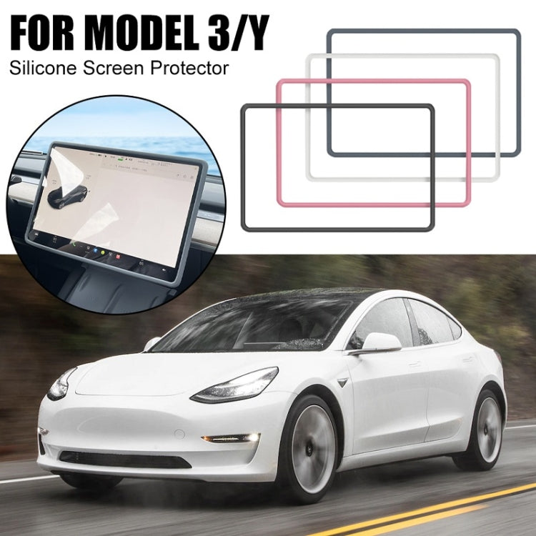 For Tesla Model3/Y Screen Bumper Protective Cover Silicone Frame(Black) - Car Interior Mouldings by PMC TechLife | Online Shopping South Africa | PMC TechLife | Buy Now Pay Later Mobicred