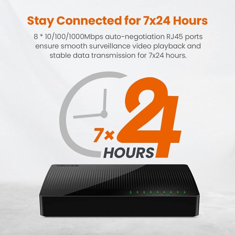 Tenda SG108 100/1000M Desktop Network Switch 8 Port Gigabit Desktop Switch Ethernet Switch LAN Hub(EU Plug)