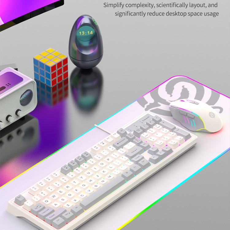 K-Snake Wired E-Sports Keyboard Mouse Mechanical Feel 98 Key Desktop Computer Notebook Keyboard, Style: Keyboard+Mouse (Gray)
