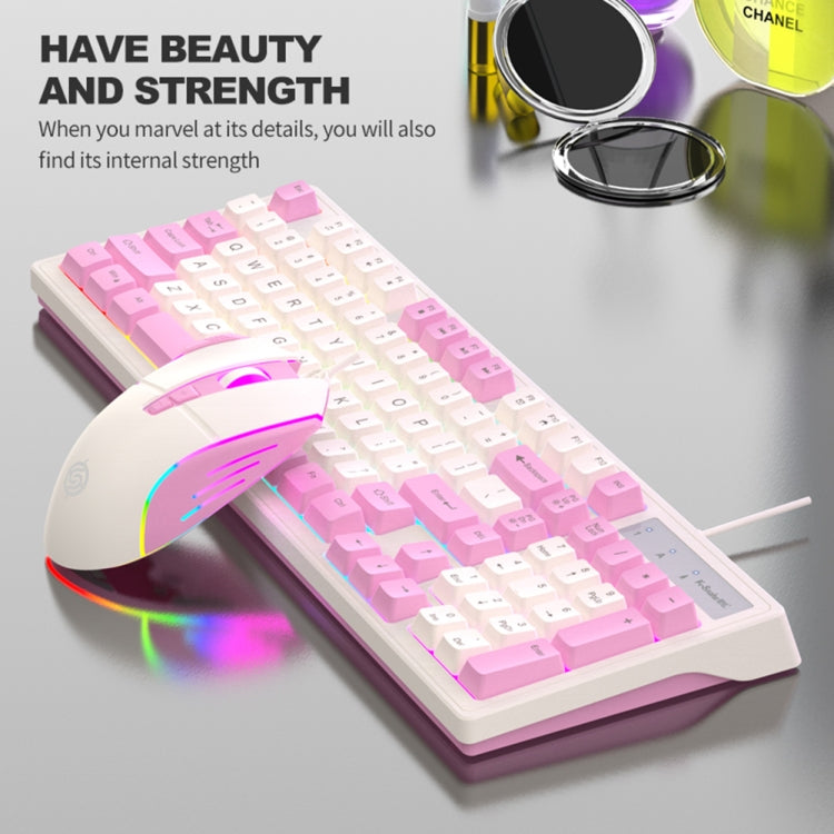 K-Snake Wired E-Sports Keyboard Mouse Mechanical Feel 98 Key Desktop Computer Notebook Keyboard, Style: Keyboard+Mouse (Gray)