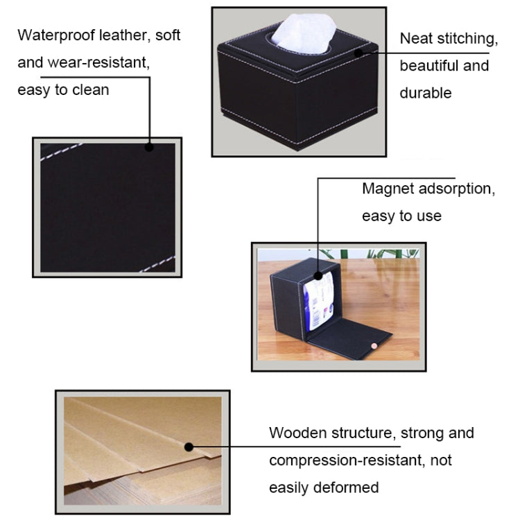 Sheepskin Hotel Restaurant Leather Square Paper Box Car Tissue Box