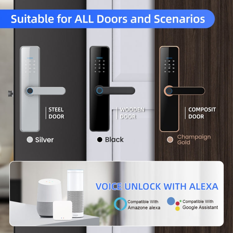 C91 Tuya Smart WiFi Password Fingerprint Electronic Door Lock(Bronze) - Door Lock by PMC Jewellery | Online Shopping South Africa | PMC Jewellery | Buy Now Pay Later Mobicred