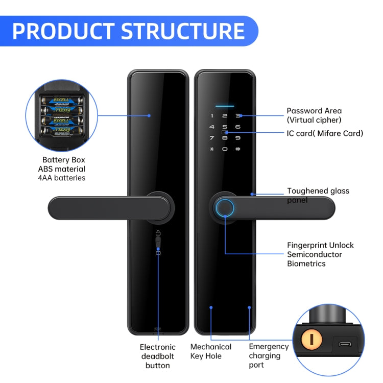 C91 Tuya Smart WiFi Password Fingerprint Electronic Door Lock(Bronze) - Door Lock by PMC Jewellery | Online Shopping South Africa | PMC Jewellery | Buy Now Pay Later Mobicred