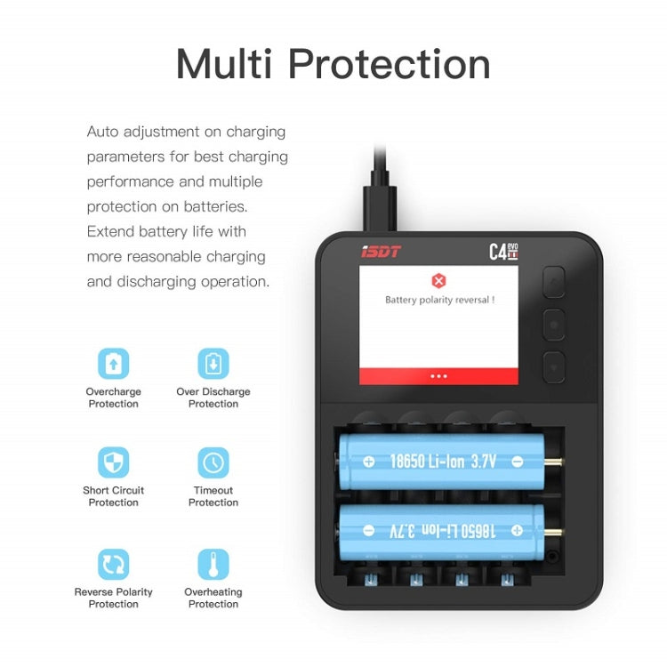 ISDT C4 EVO NiMH/NiCd Cylindrical Lithium Battery Smart Charger(Black) - free shipping - PMC Jewellery - Order now!