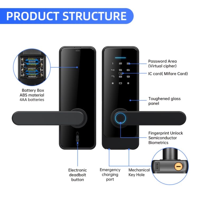 C89 Smart Fingerprint Password Lock Home Indoor Door TUYA System Lock(Silver) - Door Lock by PMC Jewellery | Online Shopping South Africa | PMC Jewellery | Buy Now Pay Later Mobicred