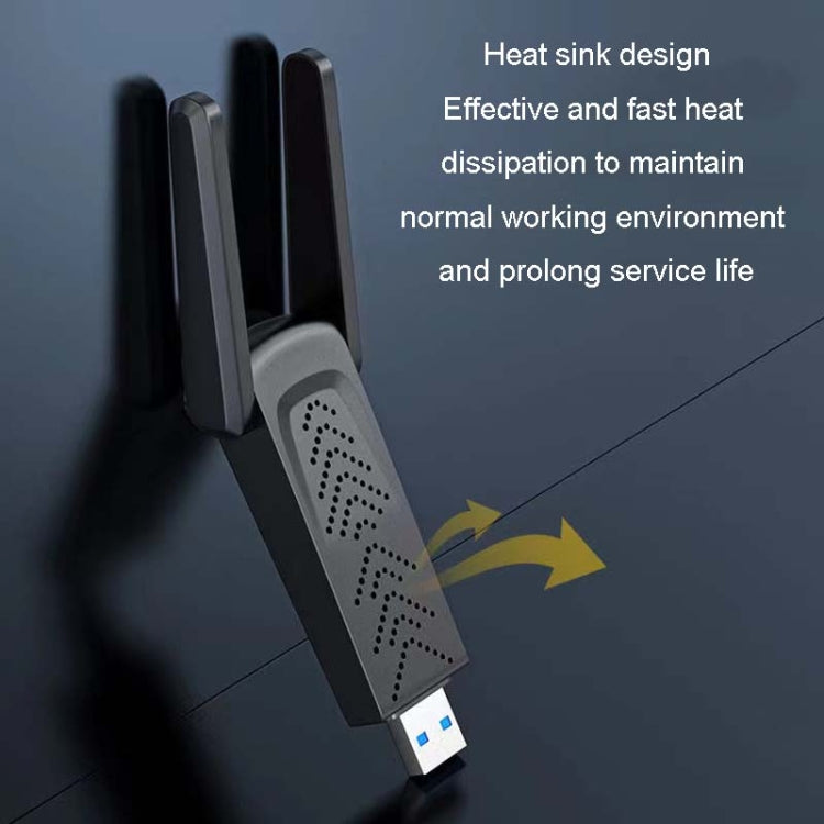 1300Mbps Wireless Network Card Gigabit Dual Band 5G Driverless Computer USB Network Card, Scope: 1300m