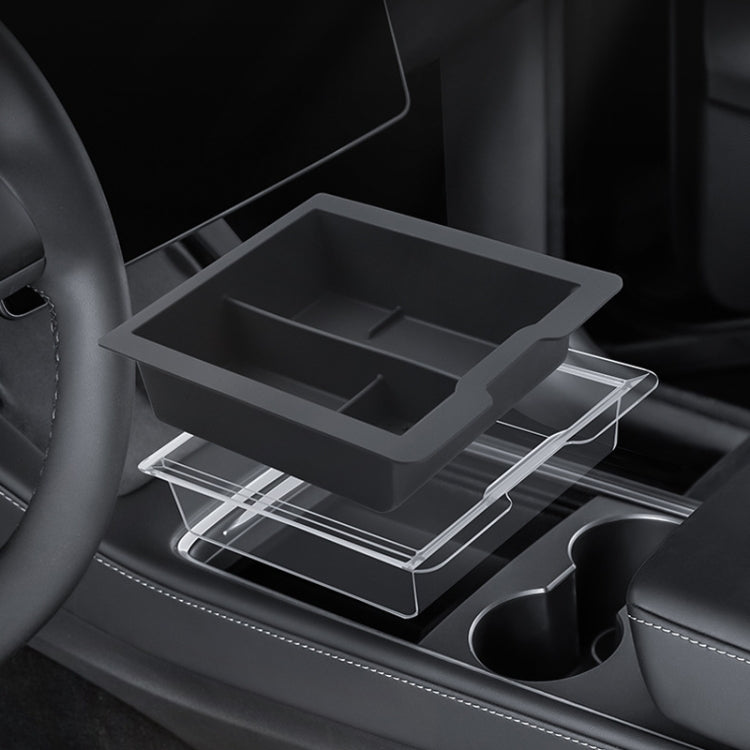 For Tesla Model 3 / Y Silicone Double Layer Storage Small Ice Box, Style: Rear Center No Separation (Black) - Stowing Tidying by PMC TechLife | Online Shopping South Africa | PMC TechLife | Buy Now Pay Later Mobicred