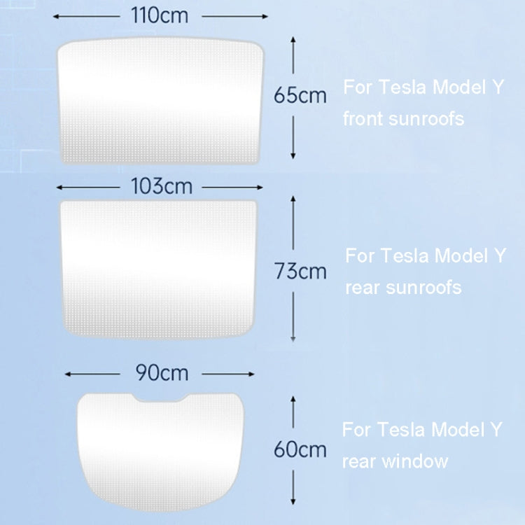 3pcs /Set For Tesla Model Y Ice Crystal Sunshade Car Roof Front And Rear Sunroof Shade(Black)