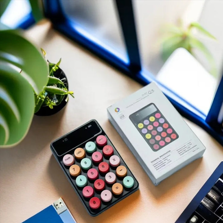 Q3 2.4G Mini Wireless Office Digital Keyboard Cash Register Financial Accounting Password Keypad(Blue)