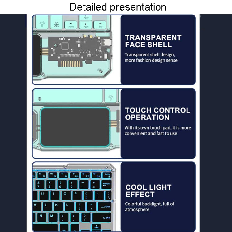KB-333 RGB Backlit Wireless Bluetooth Keyboard Cell Phone Tablet Laptop Compatible Keypad(White)