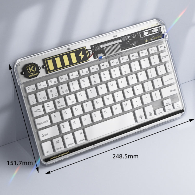 Transparent Lighting Bluetooth Keyboard 10 Inch Wireless Silent Keypad(White)