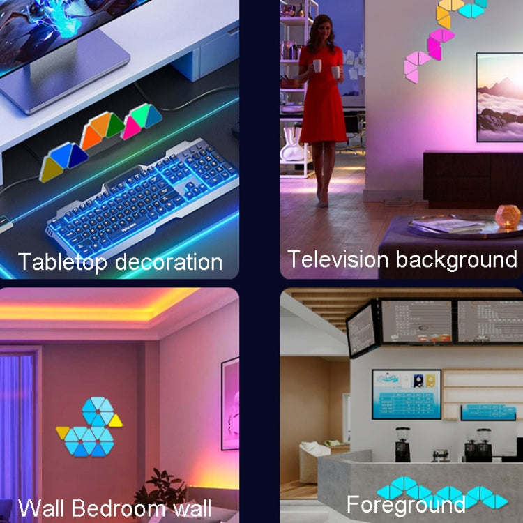 10pcs /Set Triangle Splicing Intelligent Sound Control Quantum Light Atmosphere Lighting With Remote Control, US Plug(Bluetooth Model) - Novelty Lighting by PMC TechLife | Online Shopping South Africa | PMC TechLife | Buy Now Pay Later Mobicred