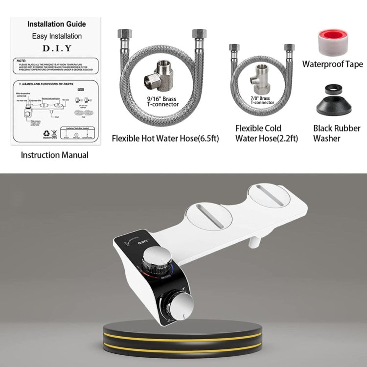 Bidet Toilet Seat Attachment With Hot & Cold Double Nozzle Personal Hygiene 3/8 For Europe