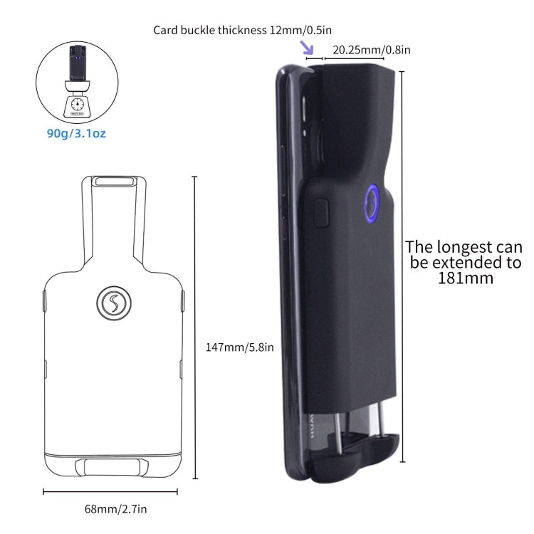 HC101D 2D Bluetooth Barcode Scanner Wireless Back Clip Phone Barcode Reader, Spec: Side