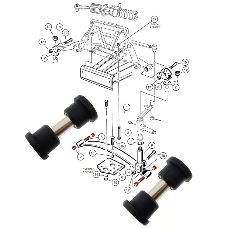 Golf Cart Front And Rear Steel Plate Rubber Sleeve Iron Sleeve Kit Leaf Spring Bushings, Specification: Rubber Sleeve - Engine Fittings by PMC TechLife | Online Shopping South Africa | PMC TechLife | Buy Now Pay Later Mobicred