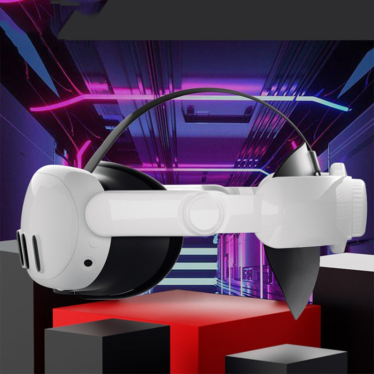 For Meta Quest 3 VR iplay Head Strap Reduce Pressure Adjustable Headband(White)