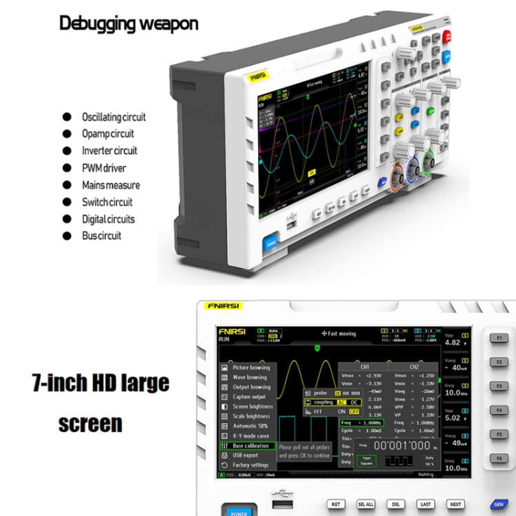 FNIRSI 2 In 1 Dual-Channel 100M Bandwidth Digital Oscilloscope 1GS Sampling Signal Generator, EU Plug 1014D +P4100 Probe